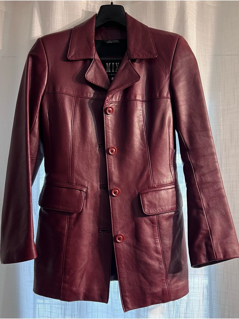 Mix It Women's Deep Burgundy Leather Button Jacket
